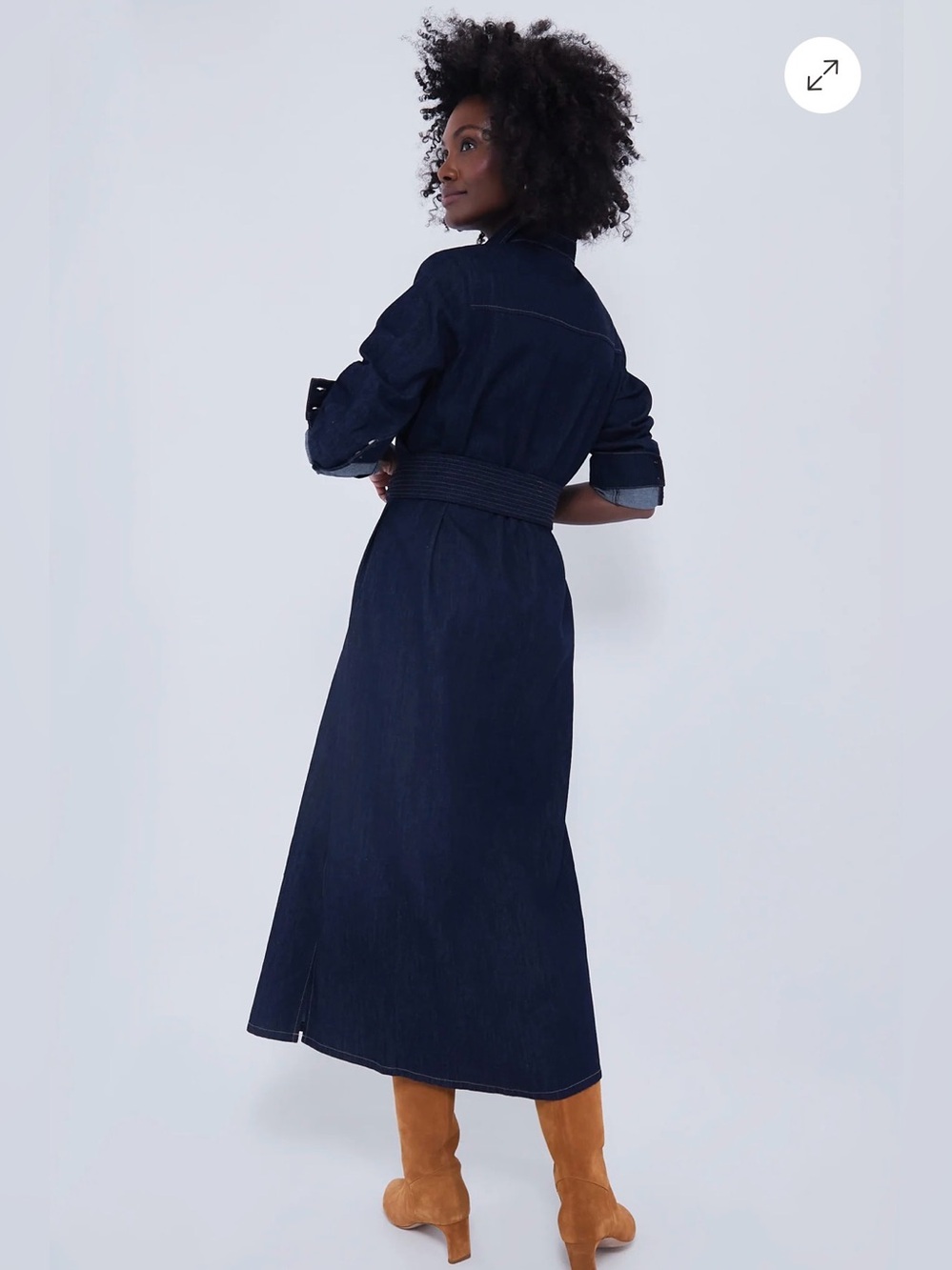 👖 Tuckernuck Dark Denim Maxi Dress - Medium 👖 Button Front & Tie Waist - Picture 3 of 16